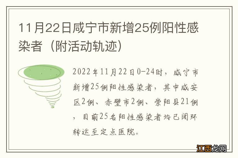 附活动轨迹 11月22日咸宁市新增25例阳性感染者