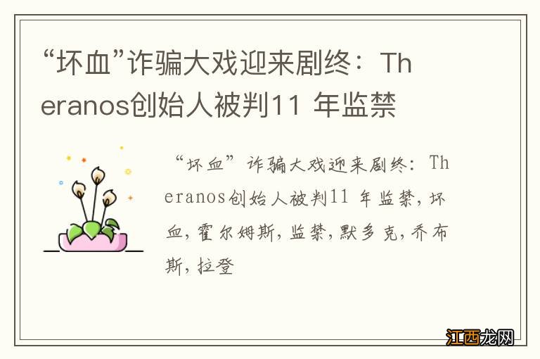 “坏血”诈骗大戏迎来剧终：Theranos创始人被判11 年监禁