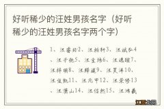 好听稀少的汪姓男孩名字两个字 好听稀少的汪姓男孩名字