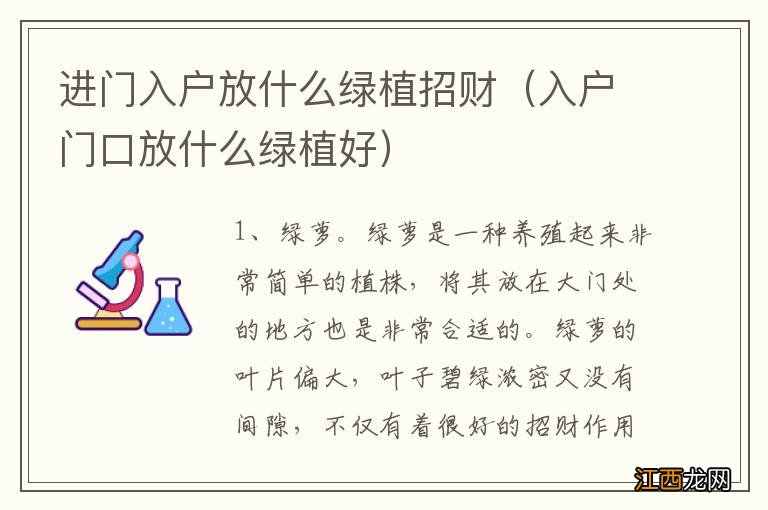 入户门口放什么绿植好 进门入户放什么绿植招财