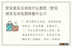 梦见很多玉米粒意味着什么? 梦见很多玉米粒什么意思