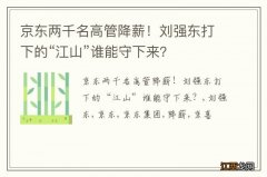 京东两千名高管降薪！刘强东打下的“江山”谁能守下来？