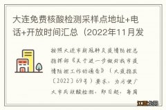 2022年11月发布 大连免费核酸检测采样点地址+电话+开放时间汇总