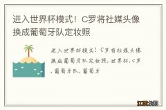 进入世界杯模式！C罗将社媒头像换成葡萄牙队定妆照