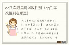 qq飞车改性别在哪里 qq飞车哪里可以改性别