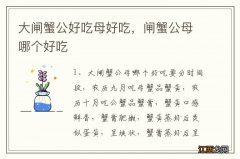 大闸蟹公好吃母好吃，闸蟹公母哪个好吃