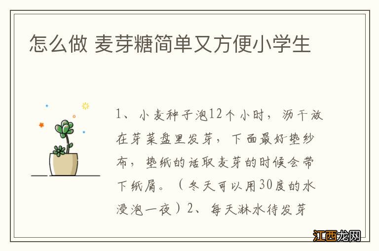 怎么做 麦芽糖简单又方便小学生