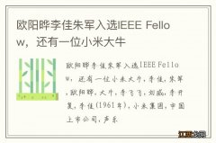 欧阳晔李佳朱军入选IEEE Fellow，还有一位小米大牛