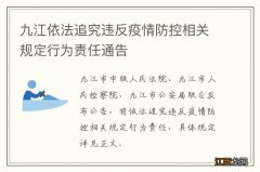 九江依法追究违反疫情防控相关规定行为责任通告