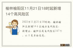 榆林榆阳区11月21日18时起新增14个高风险区