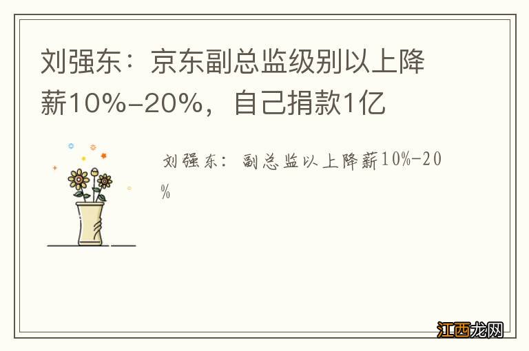 刘强东:京东副总监级别以上降薪10%-20%,自己捐款1亿
