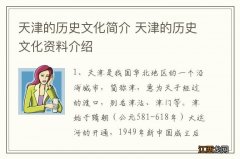 天津的历史文化简介 天津的历史文化资料介绍