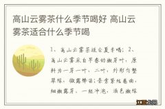 高山云雾茶什么季节喝好 高山云雾茶适合什么季节喝