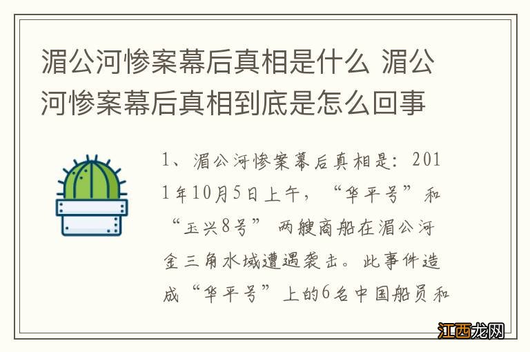 湄公河惨案幕后真相是什么 湄公河惨案幕后真相到底是怎么回事