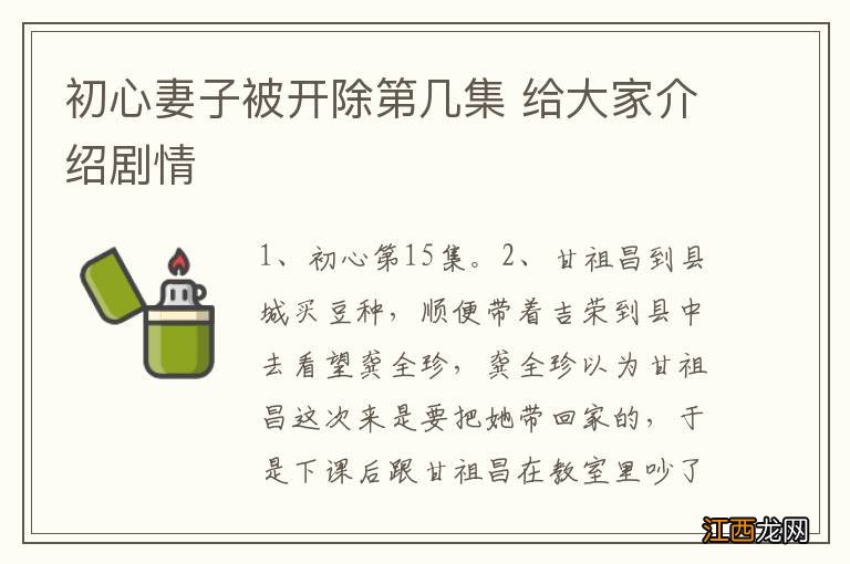 初心妻子被开除第几集 给大家介绍剧情