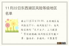 11月22日东西湖区风险等级地区名单