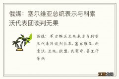 俄媒：塞尔维亚总统表示与科索沃代表团谈判无果