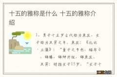 十五的雅称是什么 十五的雅称介绍