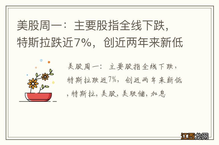 美股周一：主要股指全线下跌，特斯拉跌近7%，创近两年来新低