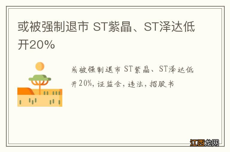 或被强制退市 ST紫晶、ST泽达低开20%