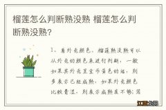 榴莲怎么判断熟没熟 榴莲怎么判断熟没熟?