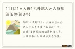 第3号 11月21日大理1名外地入州人员初筛阳性