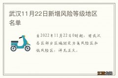 武汉11月22日新增风险等级地区名单