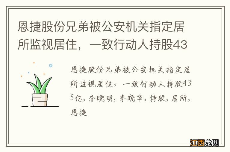 恩捷股份兄弟被公安机关指定居所监视居住，一致行动人持股435亿