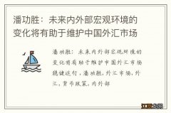 潘功胜：未来内外部宏观环境的变化将有助于维护中国外汇市场稳健运行