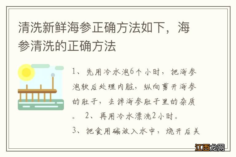 清洗新鲜海参正确方法如下，海参清洗的正确方法