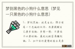 梦见一只黑色的小狗什么意思 梦到黑色的小狗什么意思