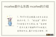 mcafee是什么东西 mcafee的介绍