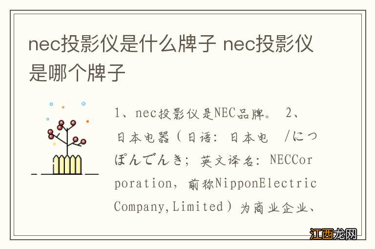 nec投影仪是什么牌子 nec投影仪是哪个牌子