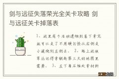 剑与远征失落荣光全关卡攻略 剑与远征关卡掉落表