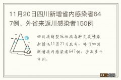 11月20日四川新增省内感染者647例、外省来返川感染者150例