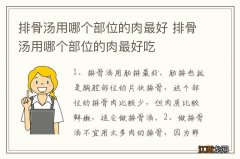 排骨汤用哪个部位的肉最好 排骨汤用哪个部位的肉最好吃