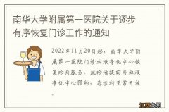 南华大学附属第一医院关于逐步有序恢复门诊工作的通知