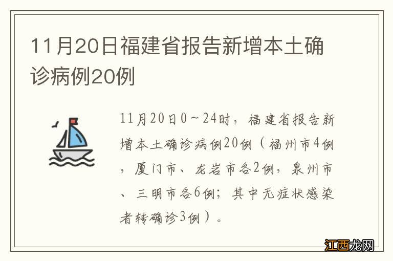 11月20日福建省报告新增本土确诊病例20例