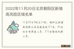 2022年11月20日北京朝阳区新增高风险区域名单