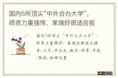 国内5所顶尖“中外合办大学”，师资力量强悍，家境好很适合报考