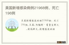 美国新增感染病例21968例、死亡196例