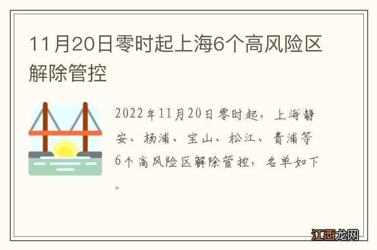 11月20日零时起上海6个高风险区解除管控