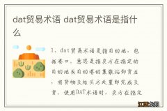 dat贸易术语 dat贸易术语是指什么