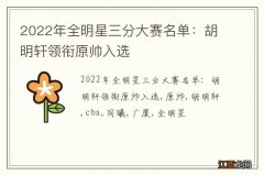 2022年全明星三分大赛名单：胡明轩领衔原帅入选