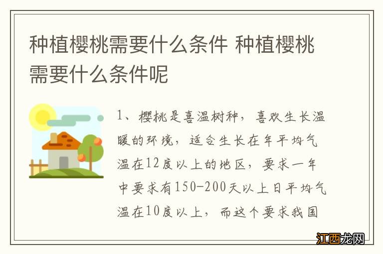 种植樱桃需要什么条件 种植樱桃需要什么条件呢