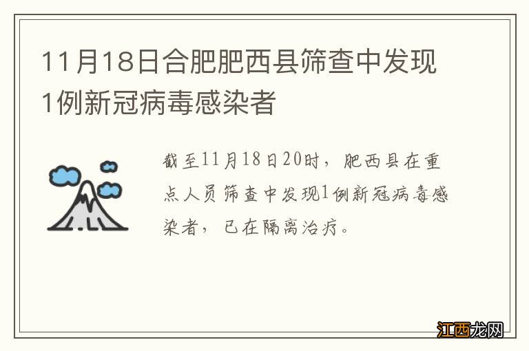 11月18日合肥肥西县筛查中发现1例新冠病毒感染者