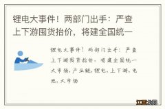 锂电大事件！两部门出手：严查上下游囤货抬价，将建全国统一大市场