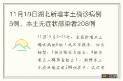 11月18日湖北新增本土确诊病例6例、本土无症状感染者208例