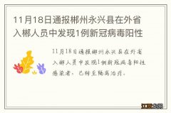 11月18日通报郴州永兴县在外省入郴人员中发现1例新冠病毒阳性感染者