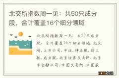 北交所指数周一见：共50只成分股，合计覆盖16个细分领域